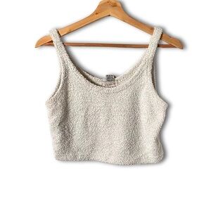 IF IT WERE ME Fuzzy White Crop Tank Top